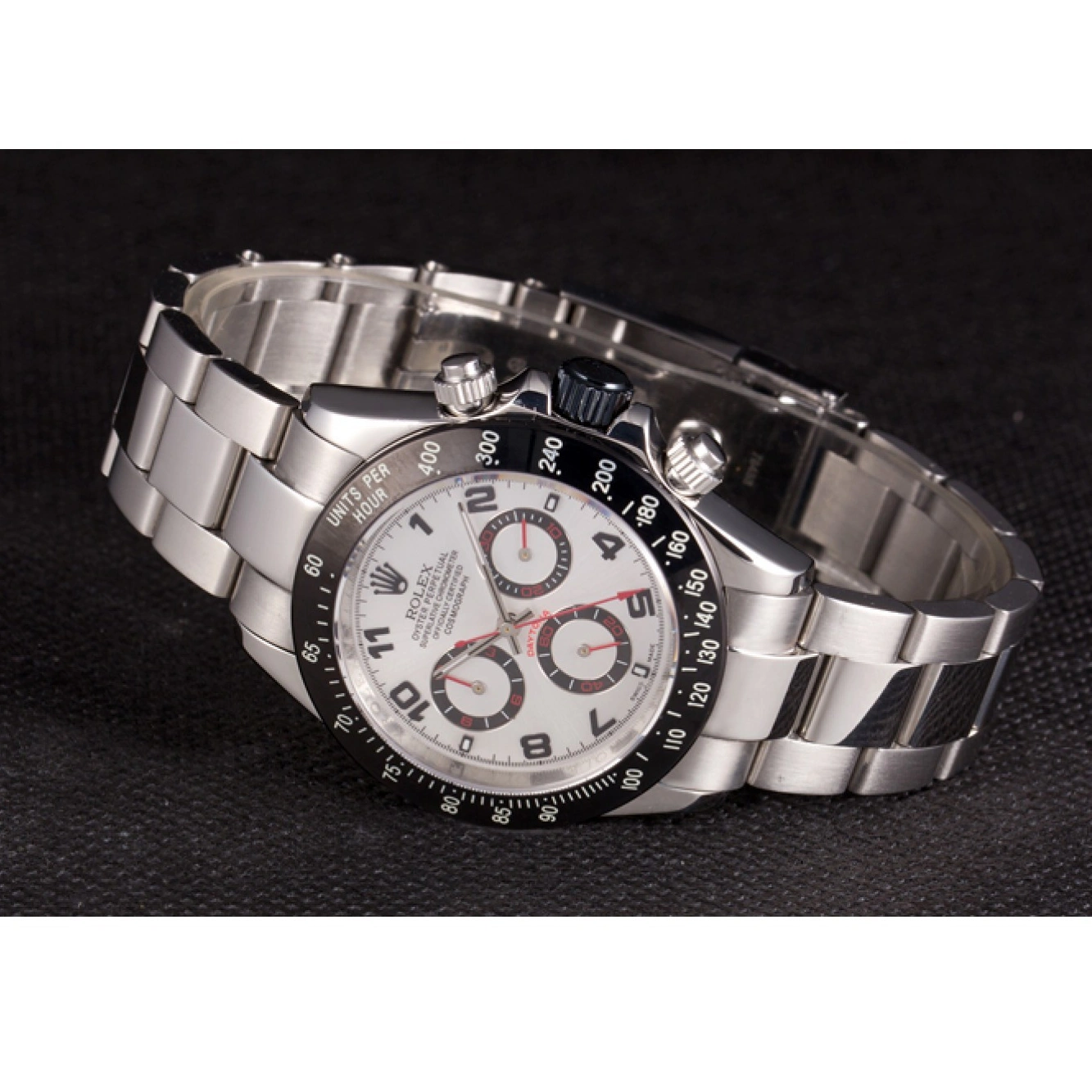 Rolex copies cheap Daytona Enameled Steel Dial Black Silver Rolex Stainless 1015